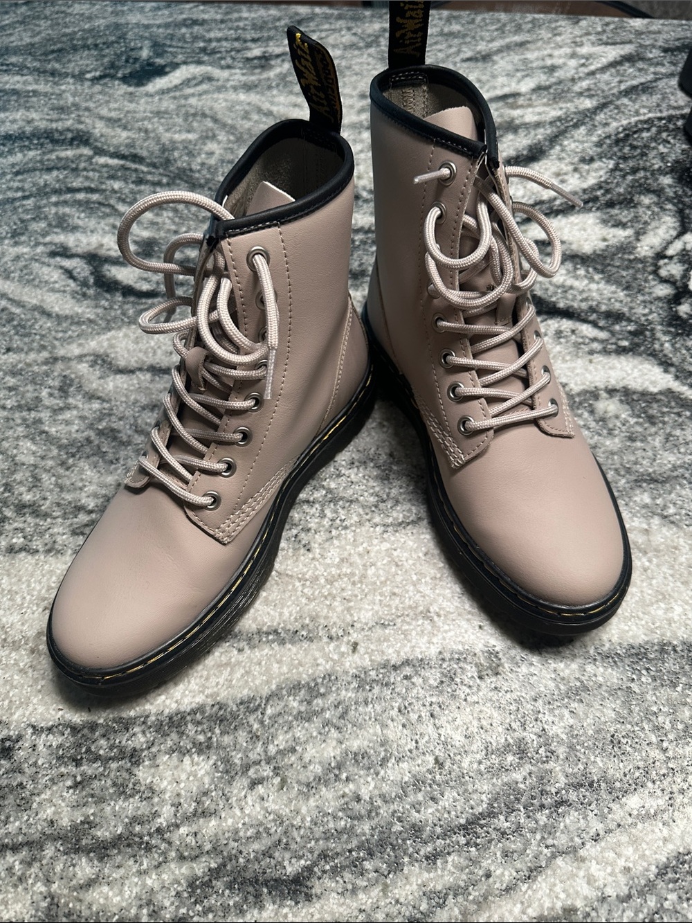 Dr. Martens Taupe Lace-Up Combat Boots